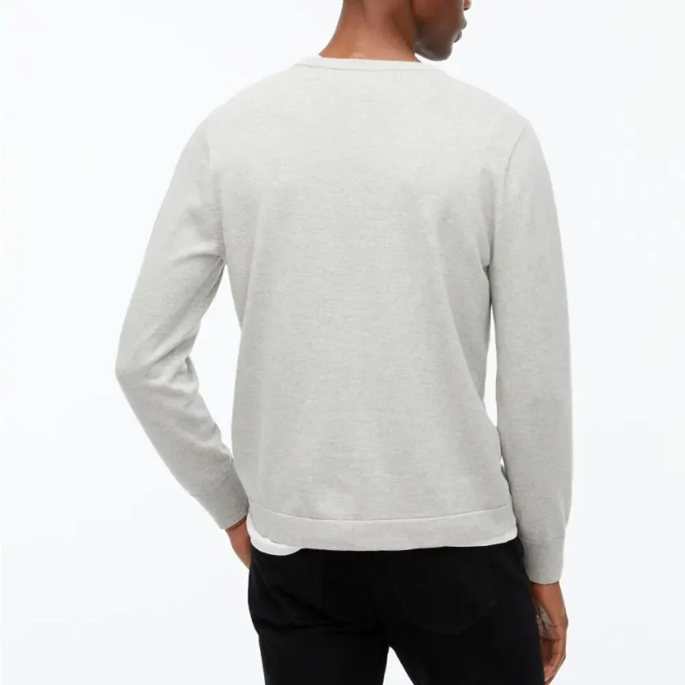 J.Crew Cotton Crewneck Sweater-Tee S Heather Quarry Pullover Long Sleeve Stretch